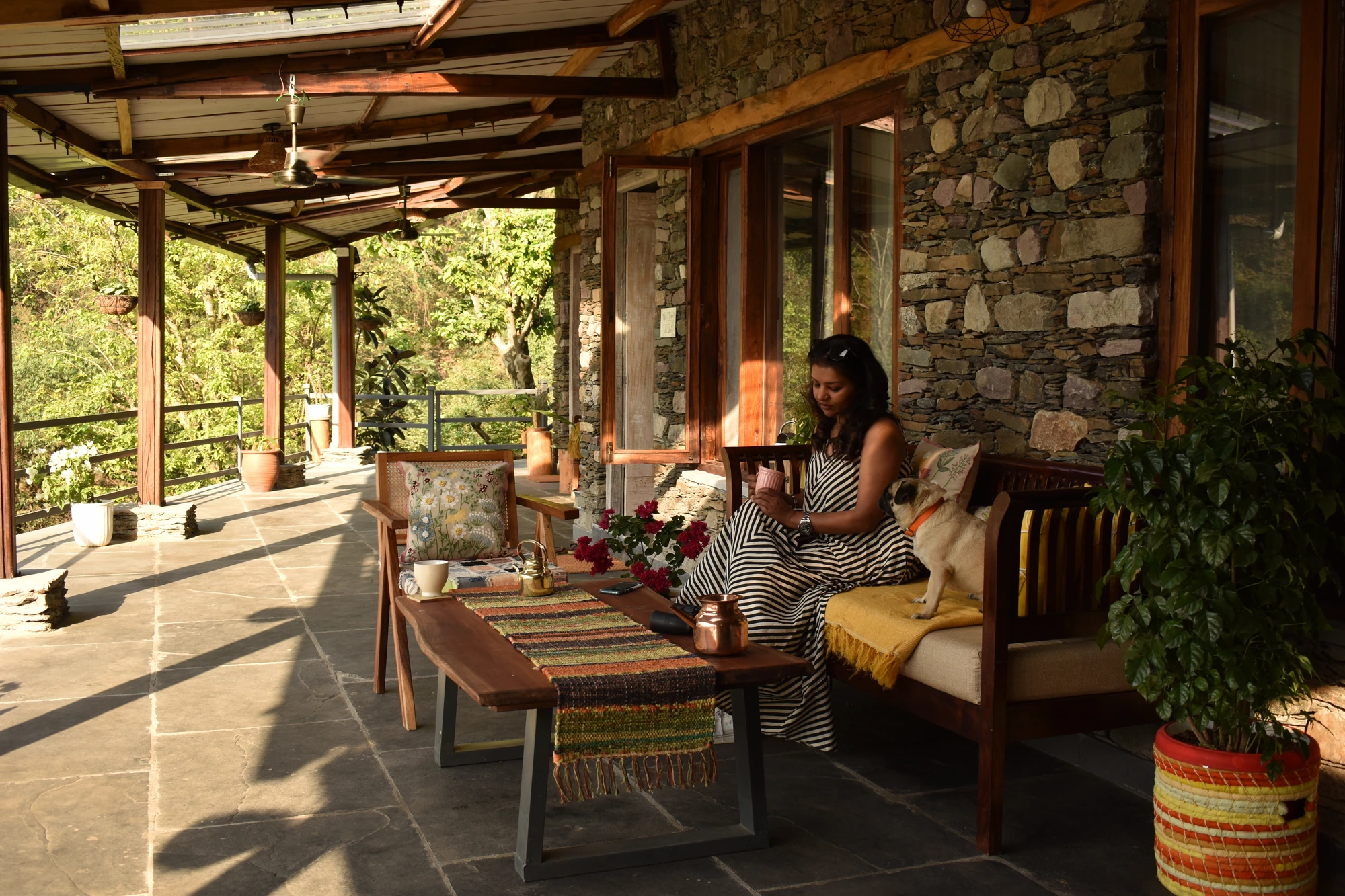 Morning light on the stone veranda
